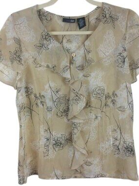 East 5th Flutter Sleeve Ruffle Shear Blouse 8P